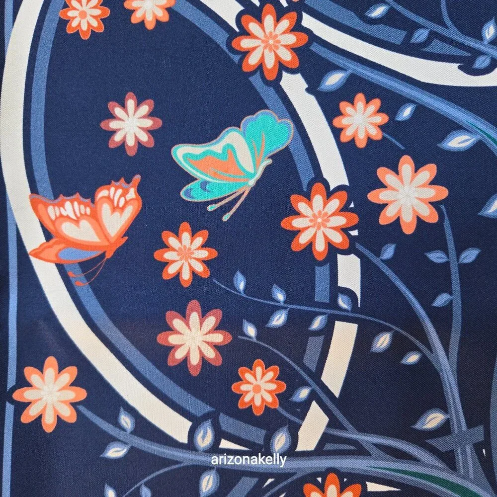 NWOT Peter Millar Silk Square Scarf *Four Seasons* Bird Butterfly Octopus